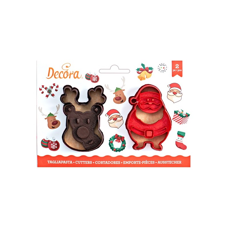 Reindeer & Santa Claus Cookie Cutters, 2 pcs