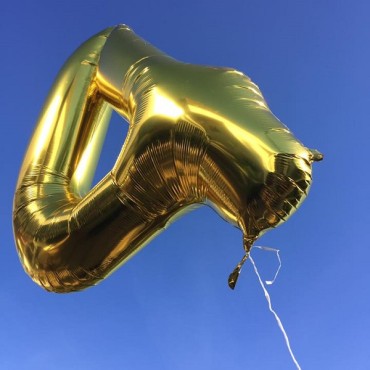 Large Number 4 Balloon Gold