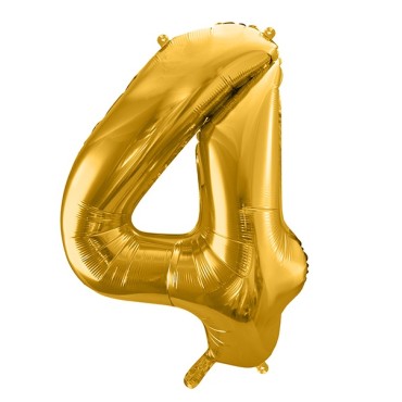 Large Number 4 Balloon Gold