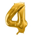 PartyDeco 80cm Number 4 Balloon Gold