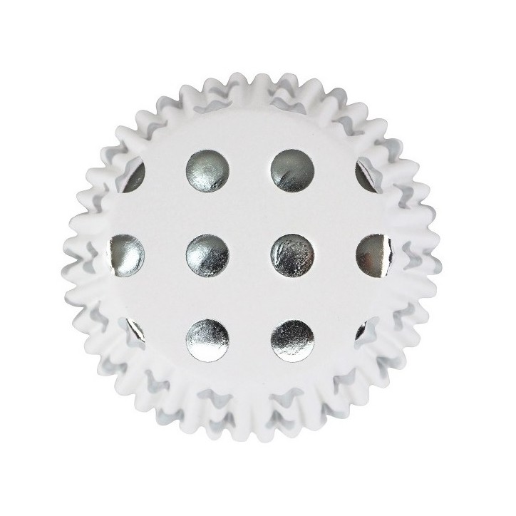 PME Foil Lined Baking Cups Silver Polka Dot pk/30
