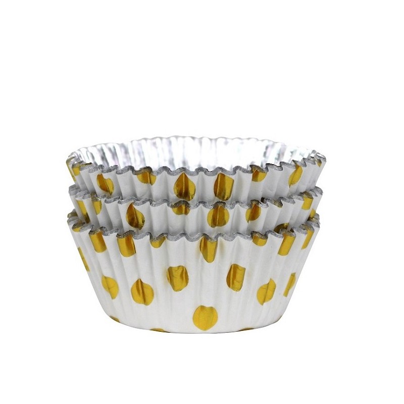 PME Cupcake Förmchen Gold Polka Dots, 30 Stück