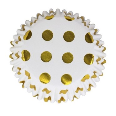 PME Foil Lined Baking Cups Gold Polka Dot pk/30