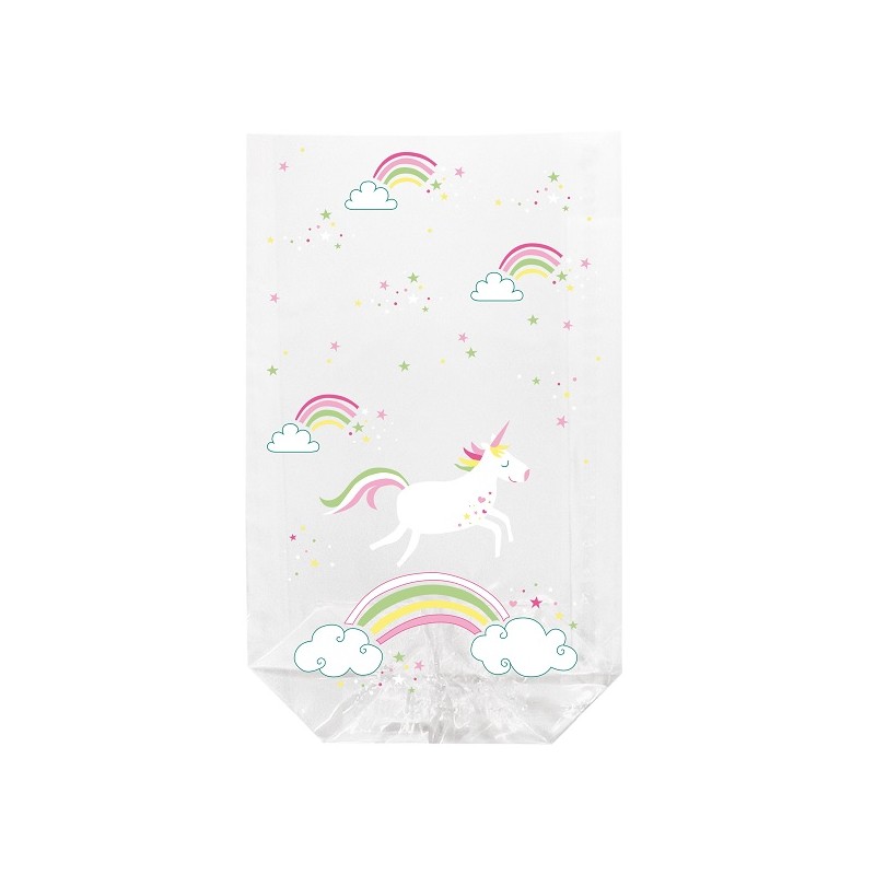 11.5x19cm Unicorn transparent bags, 10 pcs