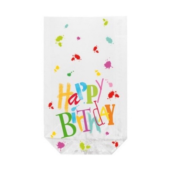 Zischka Happy Birthday Clear Gift Bags 14.5x23.5cm, 10 pcs