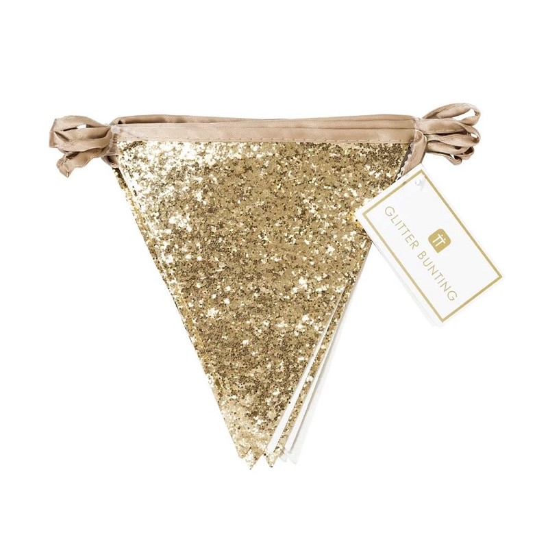 Talking Tables Luxe Gold Glitter Bunting 3 Meter