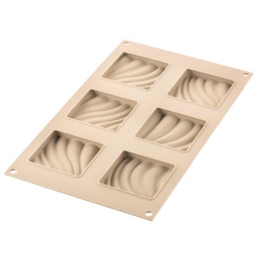 Silikomart Mini square tart baking frames & "SAND" Silicone mould 6 pcs