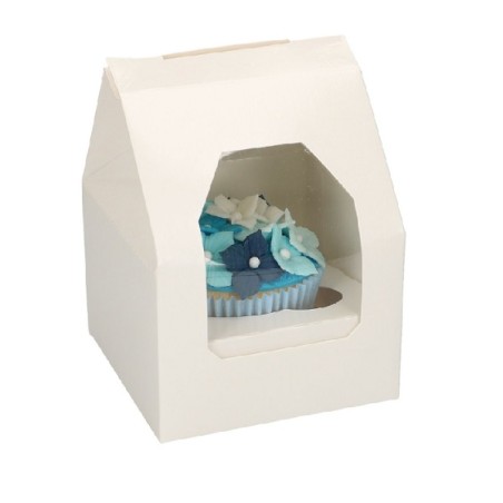 1er Cupcake Schachtel weiss - Einzelverpackung für Cupcakes - Weisse Cupcakesbox