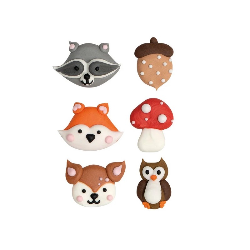 Decora Wood Animals Sugar Decorations, 6 pcs