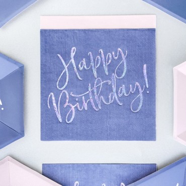 20 Lila Papierservietten - Happy Birthday