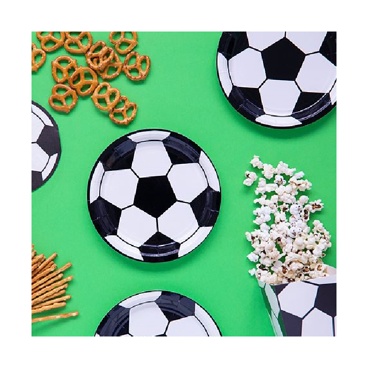 PartyDeco Soccer Party Cake Plates Ø 18 cm – 6 pcs
