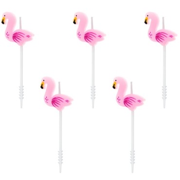 5 Flamingo Party Candles