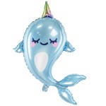 PartyDeco Narwhal Foil Balloon, 53x87cm