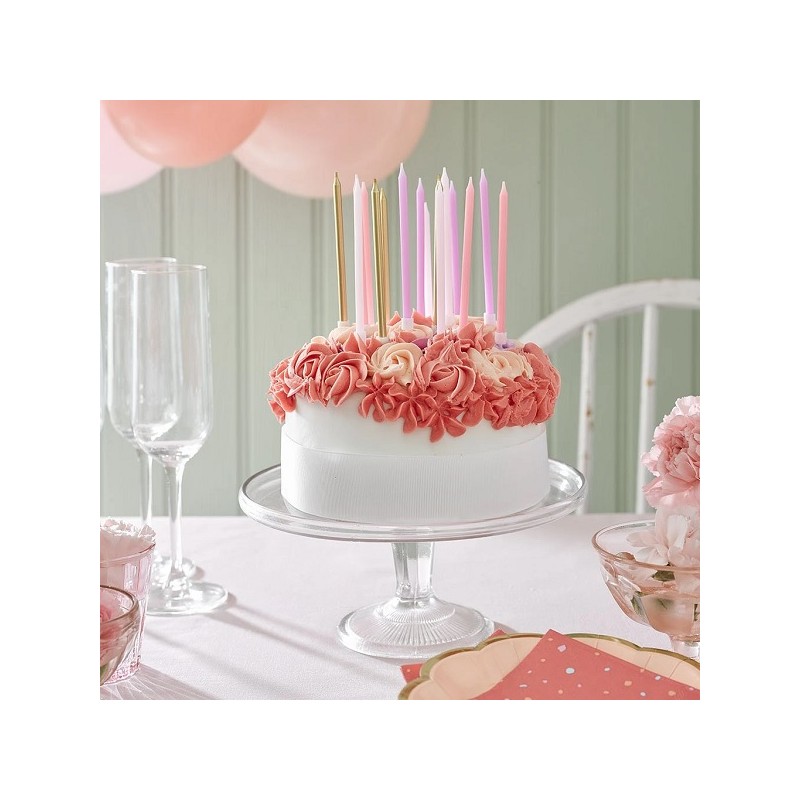 Talking Tables Birthday Candles gold-rose-pink, 16 pcs
