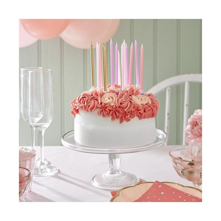 16 Tortenkerzen Pink-Gold-Rose 16 Tortenkerzen Pink-Gold-Rose