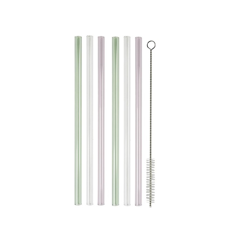 Ib Laursen 6 Glass straws with cleaning brush