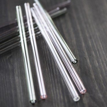 6 Glass Straws assorted colours incl. cleaning brush
