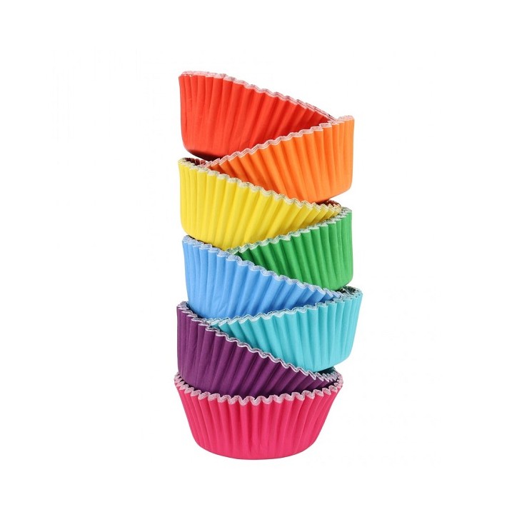 PME Rainbow Cupcake Cases – 100 Colourful Baking Liners
