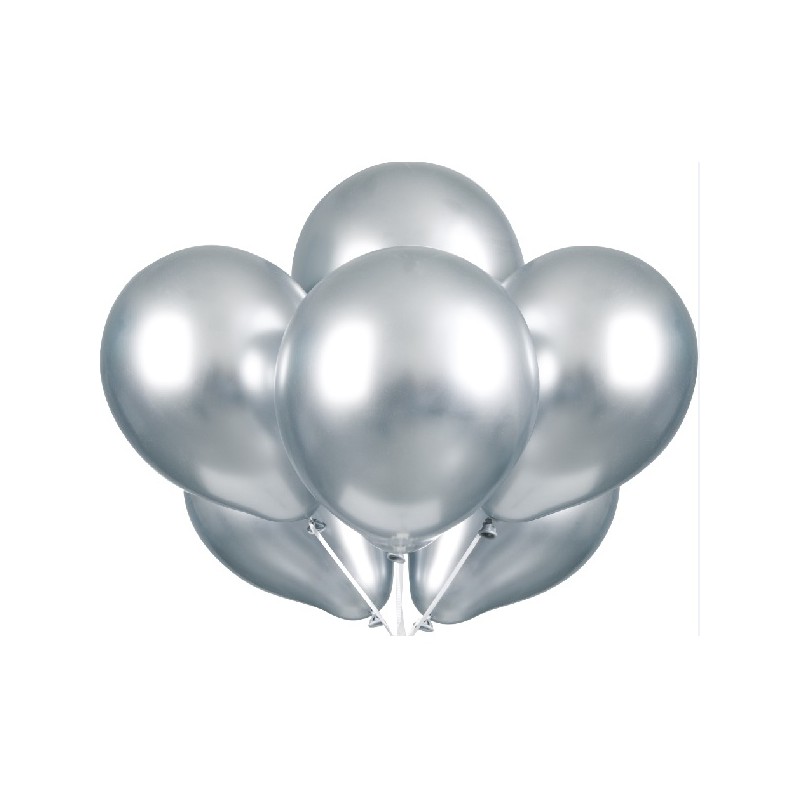 Unique Party Platinum Luftballons Silber, 6 Stück