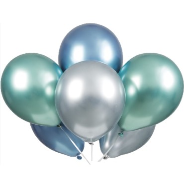 Ballons Platinum Blau Mix, 6 Stück