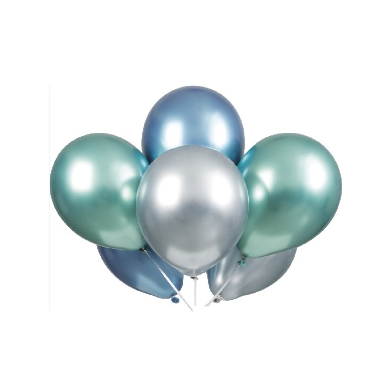 Unique Party Platinum Balloons Mix Blue, 6 pcs