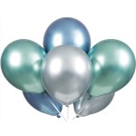 Unique Party Platinum Luftballons Mix Blau, 6 Stück