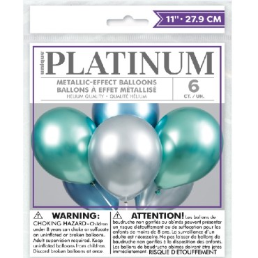 Balloons Platinum Blue Mix, 6 pcs