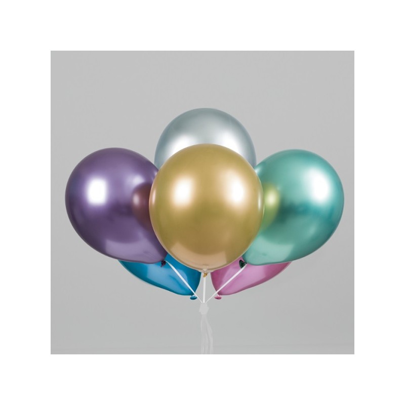 Unique Party Platinum Luftballons Mix Regenbogen, 6 Stück