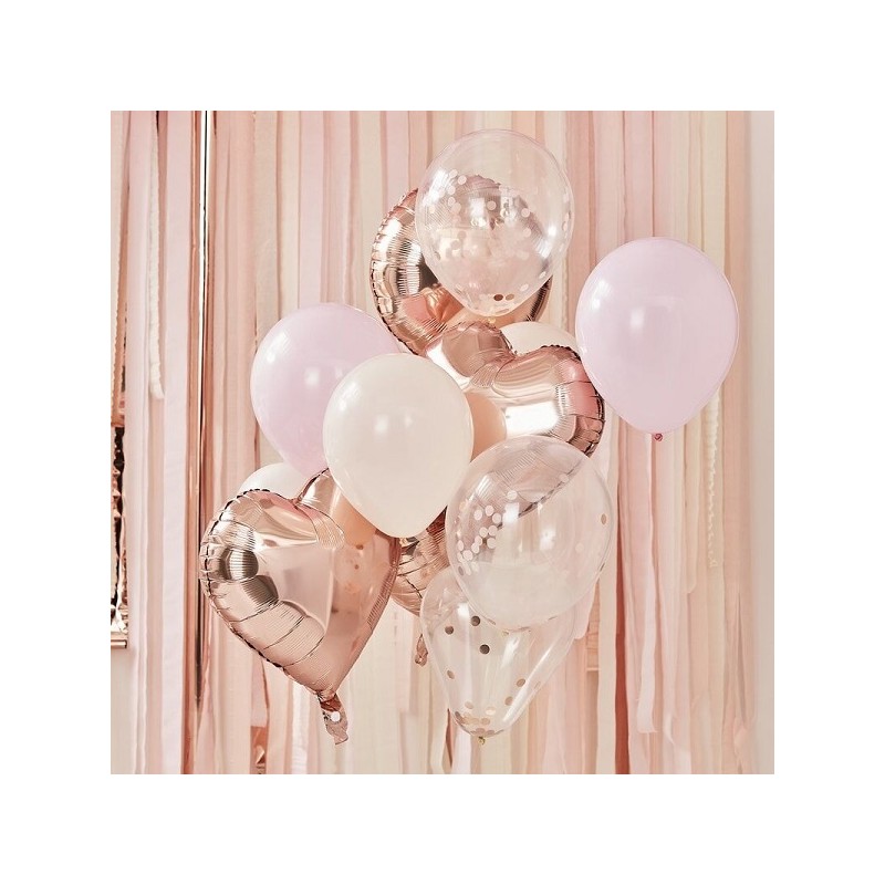 Ginger Ray Rose Gold & Blush Balloons Bundle 12 pcs