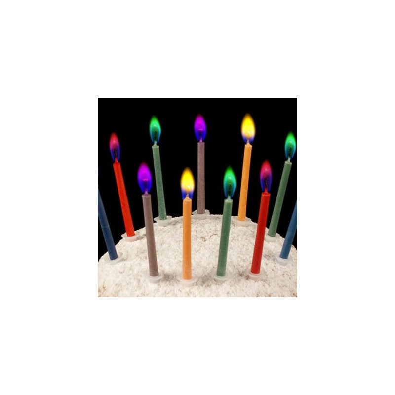 Geburtstagskerzen mit farbiger Flamme, 12 Stück