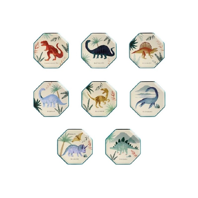 Meri Meri Dinosaur Kingdom Plates, 8 pcscs