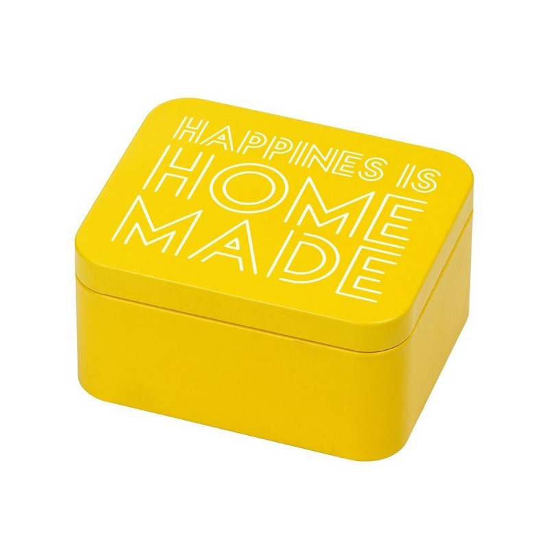 Birkmann Yellow Tin Box HAPPINESS is home made - 10x12x6cm