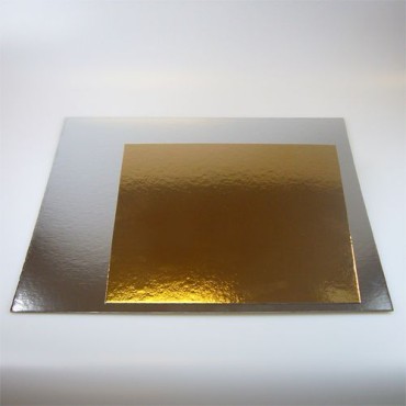 Doppelseitige Tortenunterlage Gold/Silber Quadrat 25cm - FC2725SQ