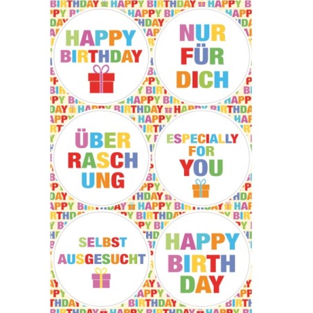 Birthday Stickers 24 pcs, Braun & Company