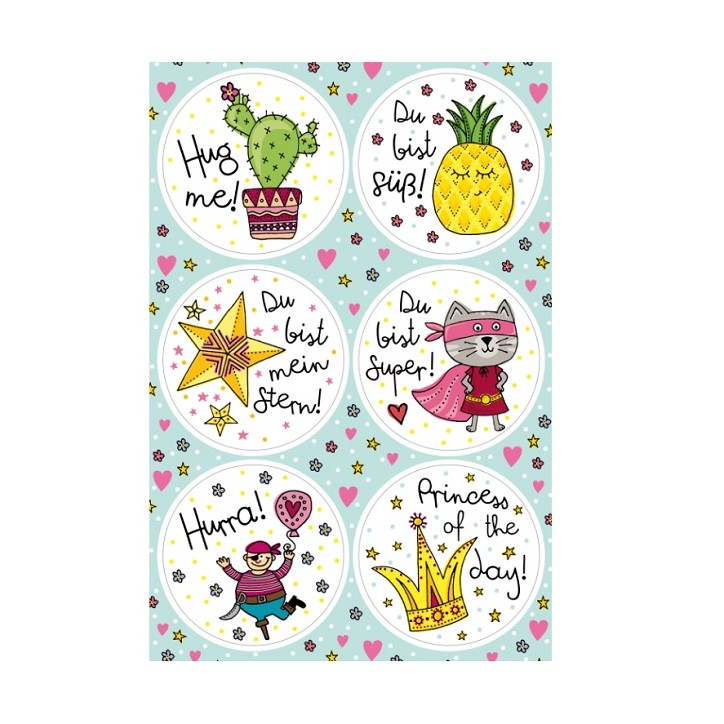 Hug Me Assorted Sticker Set, 24 Pieces | 6 Designs