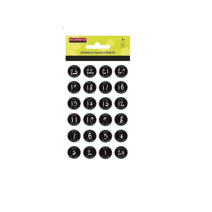 Adventskalender Nummernkleber SCHWARZ 1–24 | 3 Bogen Adventskalender Nummernkleber SCHWARZ 1–24 | 3 Bogen