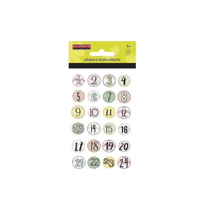 Adventskalender Nummern PASTELL 1–24 | 3 Bogen