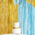 PartyDeco Glitzer-Gold Vorhang Backdrop, 90x250cm