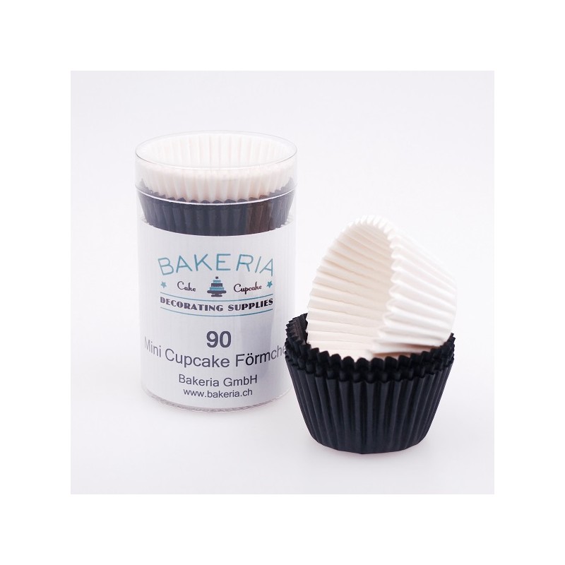 Bakeria Mini Cupcake Liners Black & White, 90 pcs