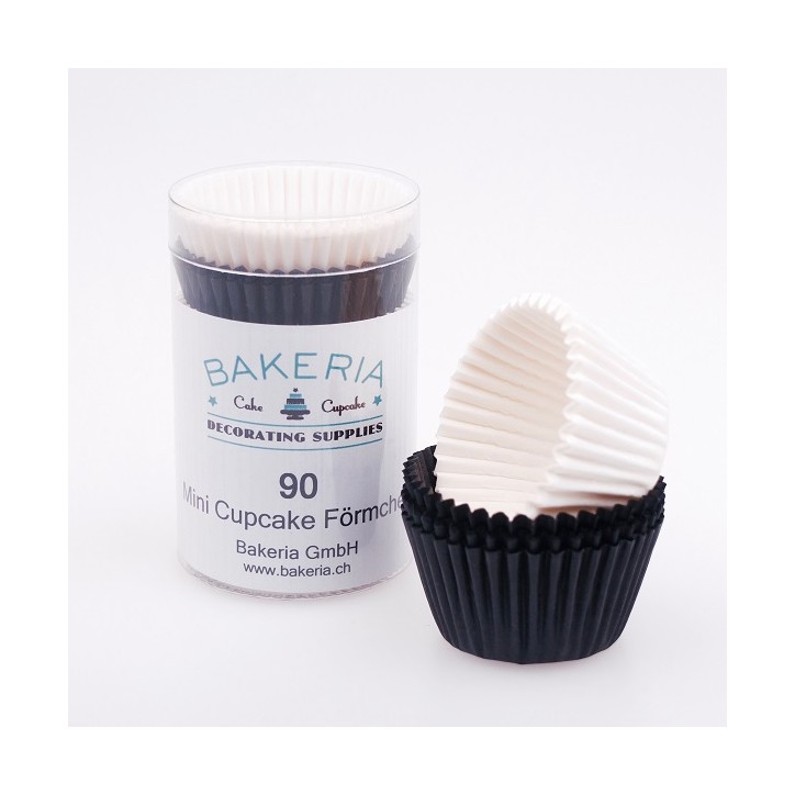 Mini Cupcake Förmchen Schwarz/Weiss – 90 Stück | Bakeria