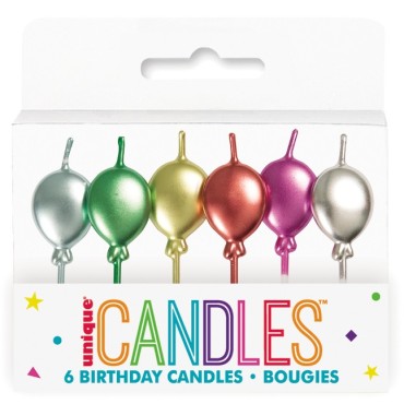 Balloon Birthday Candles Metallic, 6 pcs