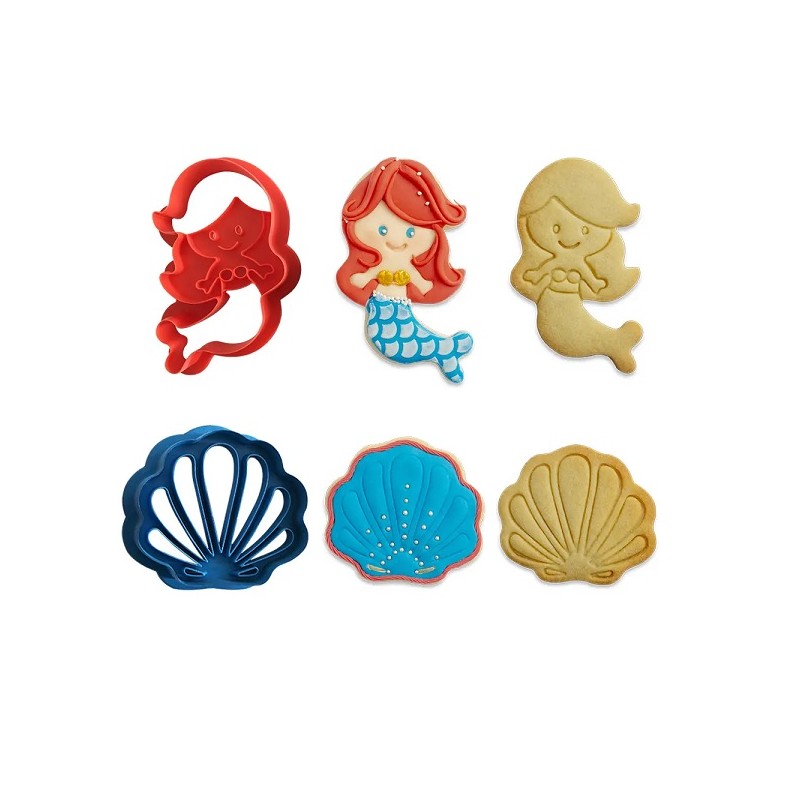 Decora Mermaid & Shell Cookie Cutter Set, 2 pcs