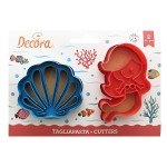 Decora Mermaid & Shell Cookie Cutter Set, 2 pcs