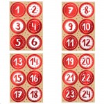 Red & White Advent Calendar Stickers 1-24