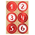 Red & White Advent Calendar Stickers 1-24