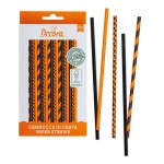 Decora Paper Straws Black & Orange, 80 pcs