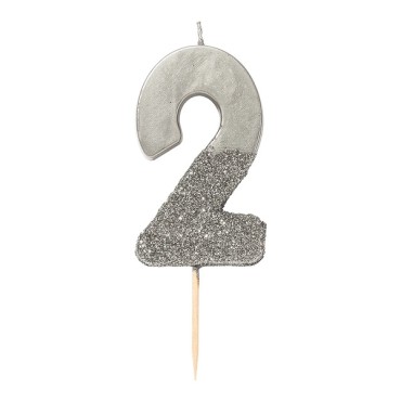 Silver Glamour Birthday Numbercandles 2