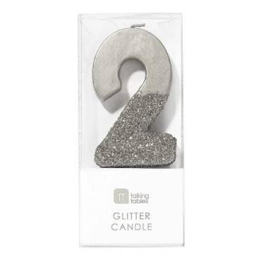 Silver Glamour Birthday Numbercandles 2
