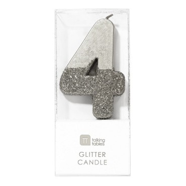 Silver Glamour Number Candles 4