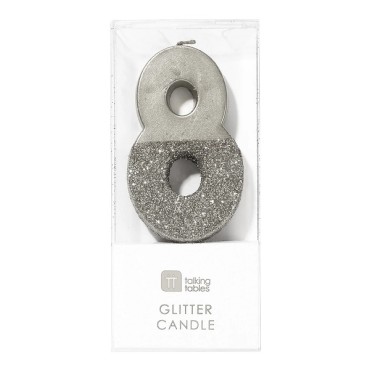 Silver Number Candles 8
